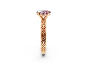 Solitaire Engagement Ring Setting for Fancy Pink Oval Center with Scrollwork Band and Prong Head in Rose Gold