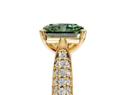 Solitaire Engagement Ring Setting for Fancy Green Radiant Cut Center with Multi-Row Accents and Prong Head in Yellow Gold