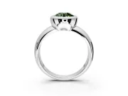 Solitaire Engagement Ring Setting for Fancy Green Round Cut Center with Wide Band and Bezel Head in Sterling Silver