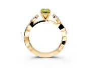 Floral Engagement Ring Setting for Fancy Yellow Emerald Cut Center with Trailing Marquise Accents and Prong Head in Yellow Gold