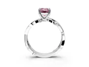 Solitaire Engagement Ring Setting for Fancy Pink Emerald Cut Center with Pave and Plain Crossover Band and Prong Head in White Gold