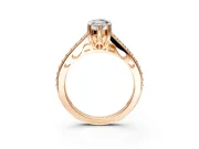Solitaire Engagement Ring Setting for Marquise Center with Pave Cathedral Band and Prong Head in Rose Gold