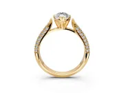 Solitaire Engagement Ring Setting for Marquise Center with Multi-Row Accents and Prong Head in Yellow Gold