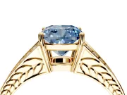 Split Shank Engagement Ring Setting for Fancy Blue Cushion Cut Center with Pave Split Shank and Prong Head in Yellow Gold