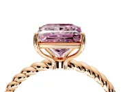 Solitaire Engagement Ring Setting for Fancy Pink Princess Cut Center with Plain Twisted Rope Band and Prong Head in Rose Gold