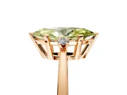 3 Stone Engagement Ring Setting for Fancy Yellow Marquise Center with Low-Set Round Cut Accents and Prong Head in Rose Gold