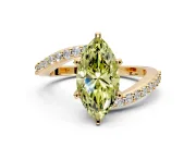 Solitaire Engagement Ring Setting for Fancy Yellow Marquise Center with Pave Bypass Swirl Band and Prong Head in Yellow Gold