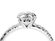 Solitaire Engagement Ring Setting for Oval Center with Large Accents and Prong Head in Sterling Silver