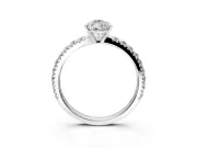 Solitaire Engagement Ring Setting for Pear-Shaped Center with Large Accent Band and Prong Head in Sterling Silver
