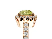 Halo Engagement Ring Setting for Fancy Yellow Cushion Cut Center with Inner Milgrain Border and Prong Head in Rose Gold