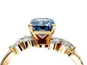 Solitaire Engagement Ring Setting for Fancy Blue Emerald Cut Center with Marquise Accent Twist Band and Prong Head in Yellow Gold