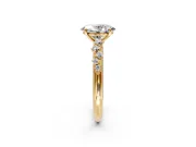 Cluster Engagement Ring Setting for Oval Center with Round Cut Accent Band and Prong Head in Yellow Gold