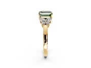 Solitaire Engagement Ring Setting for Fancy Green Asscher Cut Center with Marquise Flower Shoulders and Prong Head in Yellow Gold