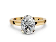 Solitaire Engagement Ring Setting for Oval Center with Plain Band and Flat Tab Prong Head in Yellow Gold