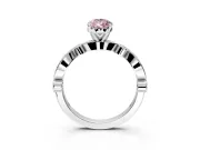 Solitaire Engagement Ring Setting for Fancy Pink Pear-Shaped Center with Milgrain Bezel Accents and Prong Head in Platinum