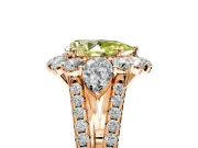 Halo Engagement Ring Setting for Fancy Yellow Pear-Shaped Center with Two-Strand Split Shank and Prong Head in Rose Gold