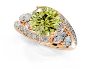 Halo Engagement Ring Setting for Fancy Yellow Round Cut Center with Marquise and Pave Bypass Band and Prong Head in Rose Gold