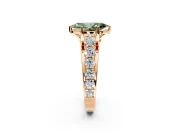 Solitaire Engagement Ring Setting for Fancy Green Marquise Center with Graduated Shared Prongs and Prong Head in Rose Gold