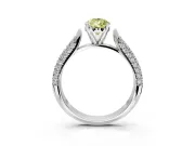 Solitaire Engagement Ring Setting for Fancy Yellow Pear-Shaped Center with Multi-Row Accents and Prong Head in Sterling Silver