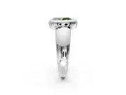 Solitaire Engagement Ring Setting for Fancy Green Pear-Shaped Center with Wide Band and Bezel Head in Platinum