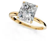 Hidden Halo Engagement Ring Setting for Radiant Cut Center with Thin Round-Wire Band and Prong Head in Yellow Gold