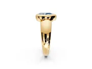 Solitaire Engagement Ring Setting for Fancy Blue Pear-Shaped Center with Wide Band and Bezel Head in Yellow Gold