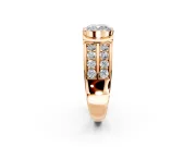 Bezel Engagement Ring Setting for Cushion Cut Center with Wide Channel-Set Band and Bezel Head in Rose Gold