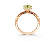 Solitaire Engagement Ring Setting for Fancy Yellow Round Cut Center with Bezel-Dot Beaded Band and Prong Head in Rose Gold