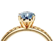 Solitaire Engagement Ring Setting for Fancy Blue Pear-Shaped Center with Milgrain X Pattern Band and Prong Head in Yellow Gold