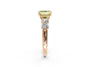 5 Stone Engagement Ring Setting for Fancy Yellow Asscher Cut Center with Graduated Accents and Prong Head in Rose Gold