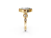 Vintage Station Engagement Ring Setting for Marquise Center with Accents and Prong Head in Yellow Gold