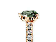Solitaire Engagement Ring Setting for Fancy Green Heart-Shaped Center with Single Row Accent Band and Prong Head in Rose Gold