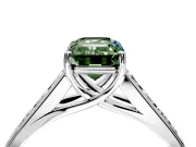 Solitaire Engagement Ring Setting for Fancy Green Emerald Cut Center with Cathedral Channel Band and Prong Head in Platinum