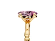 Solitaire Engagement Ring Setting for Fancy Pink Oval Center with Bamboo Band and Prong Head in Yellow Gold