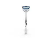 Solitaire Engagement Ring Setting for Fancy Blue Asscher Cut Center with Narrow Cathedral Band and Prong Head in Platinum