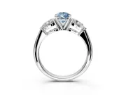 3 Stone Engagement Ring Setting for Fancy Blue Pear-Shaped Center with Large Pear-Shaped Accents and Prong Head in Sterling Silver