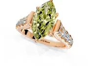 Solitaire Engagement Ring Setting for Fancy Yellow Marquise Center with Pave Cathedral Shoulders and Prong Head in Rose Gold