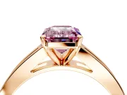 Solitaire Engagement Ring Setting for Fancy Pink Emerald Cut Center with Princess Cut Channel Band and Prong Head in Rose Gold