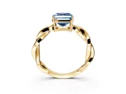 Solitaire Engagement Ring Setting for Fancy Blue Asscher Cut Center with Twisted Pave Band and Prong Head in Yellow Gold