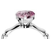 Solitaire Engagement Ring Setting for Fancy Pink Heart-Shaped Center with Bamboo Band and Prong Head in Sterling Silver