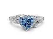 Solitaire Engagement Ring Setting for Fancy Blue Heart-Shaped Center with Marquise Accent Twist Band and Prong Head in White Gold