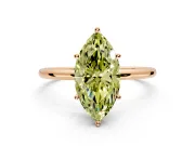 Solitaire Engagement Ring Setting for Fancy Yellow Marquise Center with Straight Thin Band and Prong Head in Rose Gold