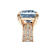 Solitaire Engagement Ring Setting for Fancy Blue Princess Cut Center with Multi-Row Pave Accents and Basket Head in Rose Gold