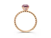 Solitaire Engagement Ring Setting for Fancy Pink Radiant Cut Center with Plain Twisted Rope Band and Prong Head in Rose Gold