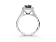 Halo Engagement Ring Setting for Fancy Green Radiant Cut Center with Square Band and Prong Head in White Gold