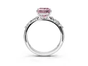 Cluster Engagement Ring Setting for Fancy Pink Princess Cut Center with Round Cut Accent Band and Prong Head in Sterling Silver