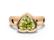 Solitaire Engagement Ring Setting for Fancy Yellow Heart-Shaped Center with Wide Band and Bezel Head in Rose Gold