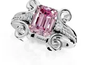 Solitaire Engagement Ring Setting for Fancy Pink Emerald Cut Center with Twisted Band and Scroll Prong Head in Platinum