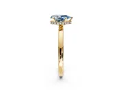 Hidden Halo Engagement Ring Setting for Fancy Blue Pear-Shaped Center with Plain Band and Tall Prong Head in Yellow Gold
