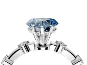 Solitaire Engagement Ring Setting for Fancy Blue Heart-Shaped Center with Bezel Station Band and Prong Head in Platinum